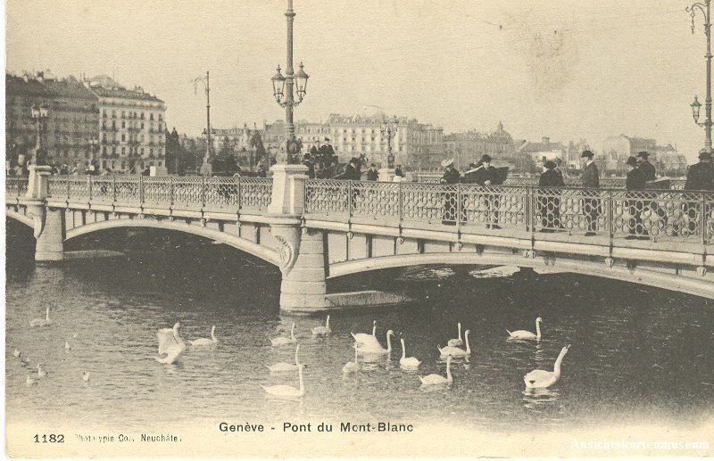 Cartoline postali: Genève -Pont du Mont-Blanc belebt +c1910 – Usato da Emmenbrücke venduto da teestube