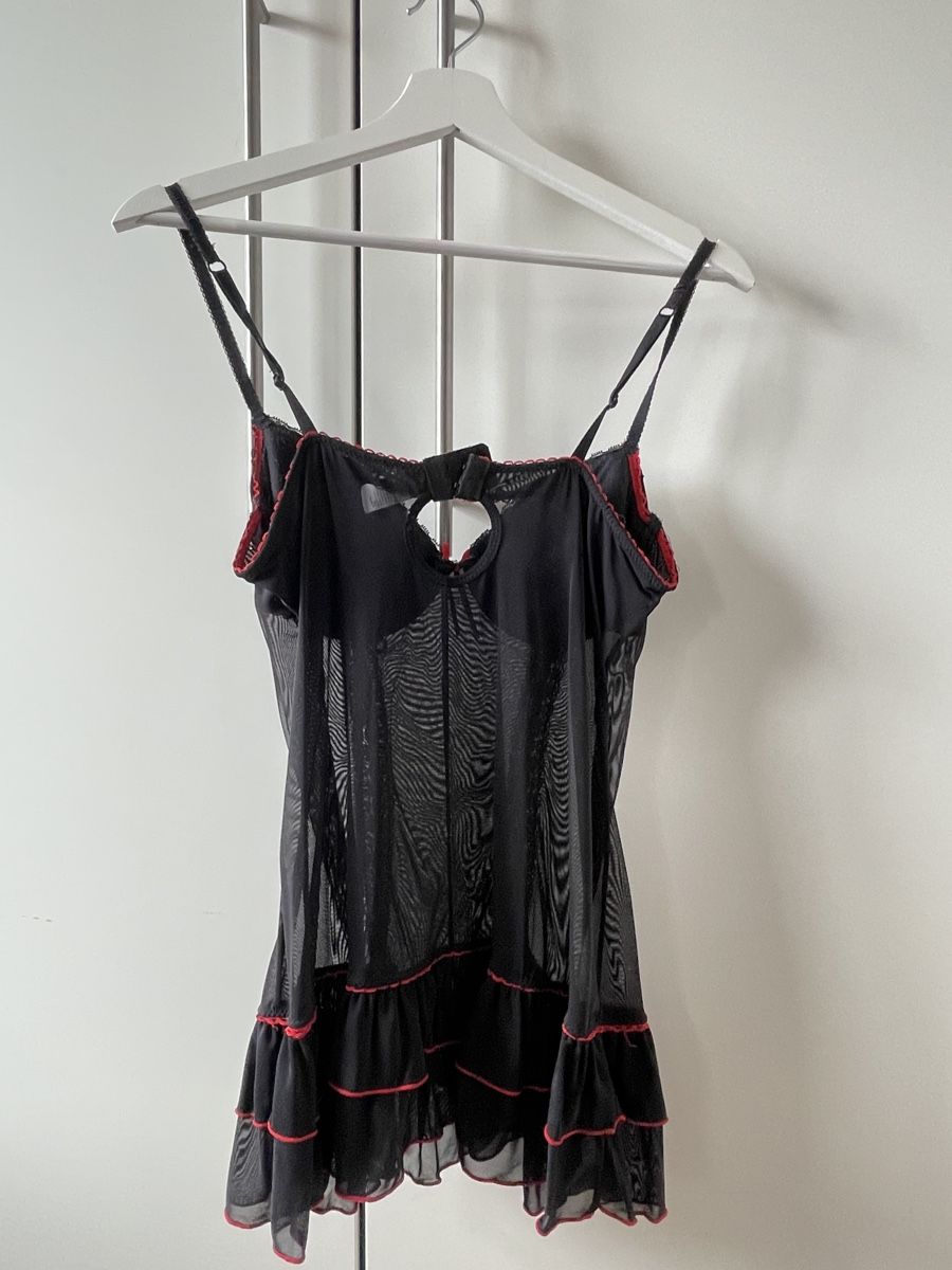 Vestiti: Schwarzes Dessous Kleid mit roten Details – Usato da Biberstein venduto da koempossible 2