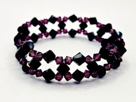 Damenarmband Swarovski Kristalle Jet Black und Amethyst