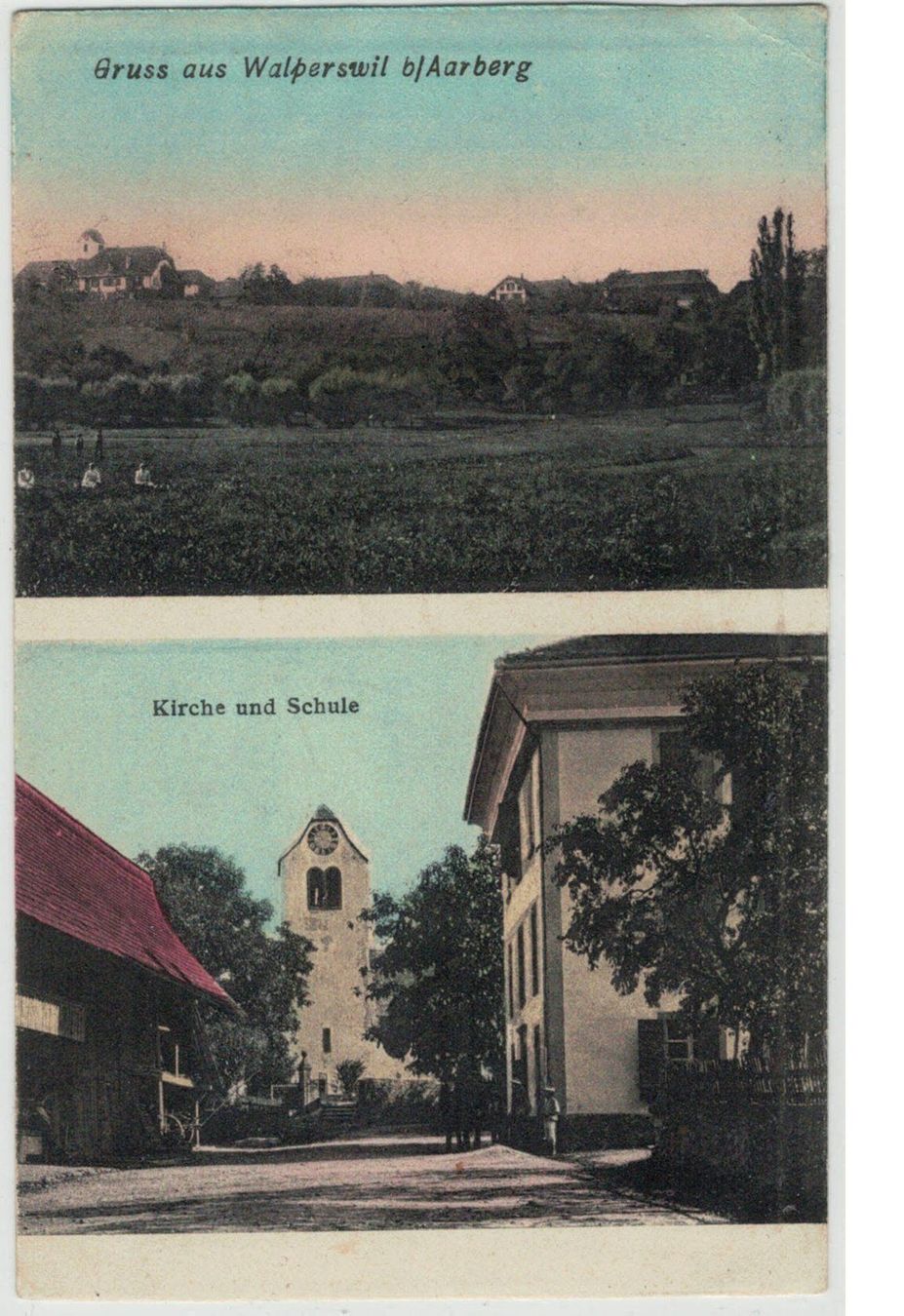 Cartoline postali: BE 164 Walperswil 2 Bi. Kirche Schule o Feldp. BATAILLON 50 – Usato da Fribourg venduto da philafri