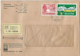 Timbres sur env. Abonnement PTT 01.03.1956