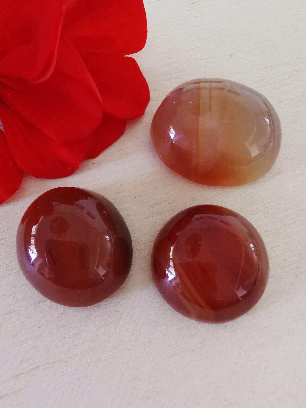 Minerali & Pietre curative: 3 Stk. grosse Karneol Cabochon / Lager-Sondererkauf – Nuovo e nell'imballaggio originale da Dierikon venduto da Buntspecht-10 6
