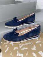 Deerberg Slipper aus echtem Leder, Grösse 40, Wildleder blau