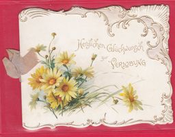 HERZLICHEN GLÜCKWUNSCH ZUR VERLOBUNG ( CIRKA 12 x 10cm)