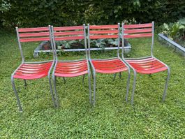 Rote Gartenstühle 4er Set