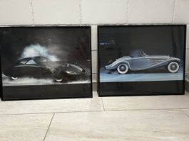 4 Oldtimer Bilder gerahmt guter Zustand