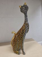 Deko Katze Figur schwarz gold Craquele Optik 25 cm