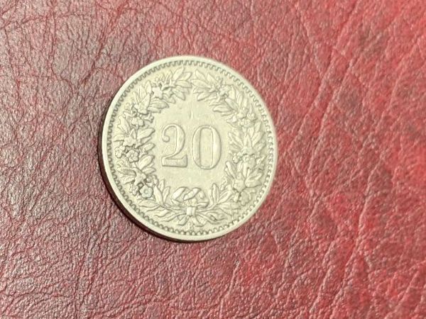 Tutti le monete: Schweiz 20 Rappen 1908 – Usato da Zürich venduto da Rainstamps 1