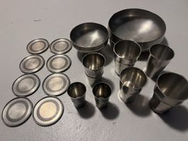 Zinn Geschirr Set Sigg Selangor Becher Schalen gebraucht