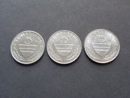 5 Schilling Oesterreich Jg. 1983-90-93