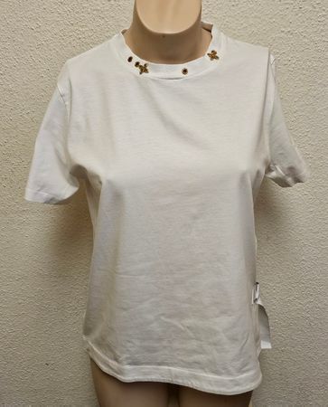 DILVIN Damen T-Shirt Weiss Gr. M 100% Baumwolle mit Gold-Det