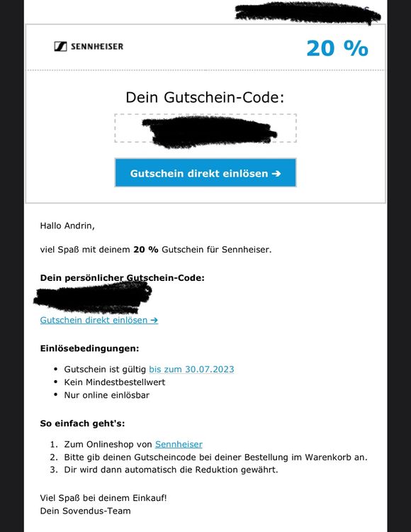 Sennheiser Gutscheincode 20% | Kaufen Auf Ricardo