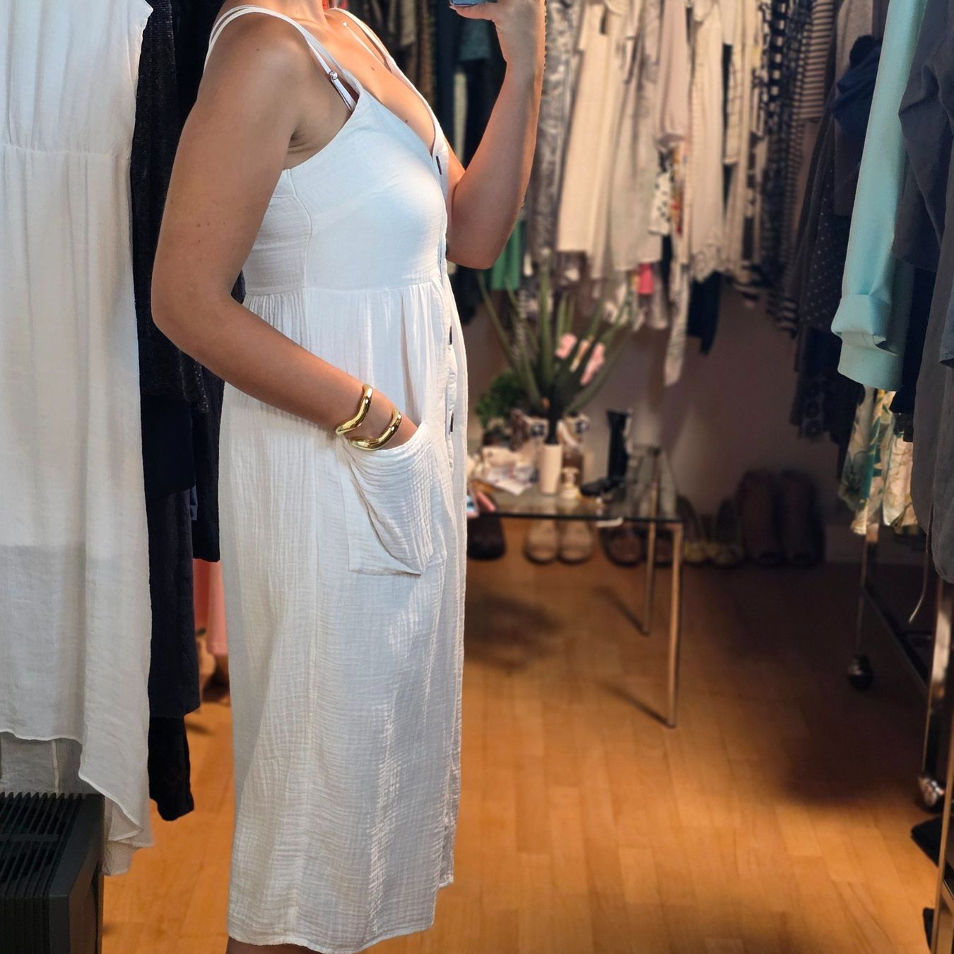 Vestiti: Sommerkleid Weiss Baumwolle Gr. S/M Midi – Usato da Wald ZH venduto da CapLux