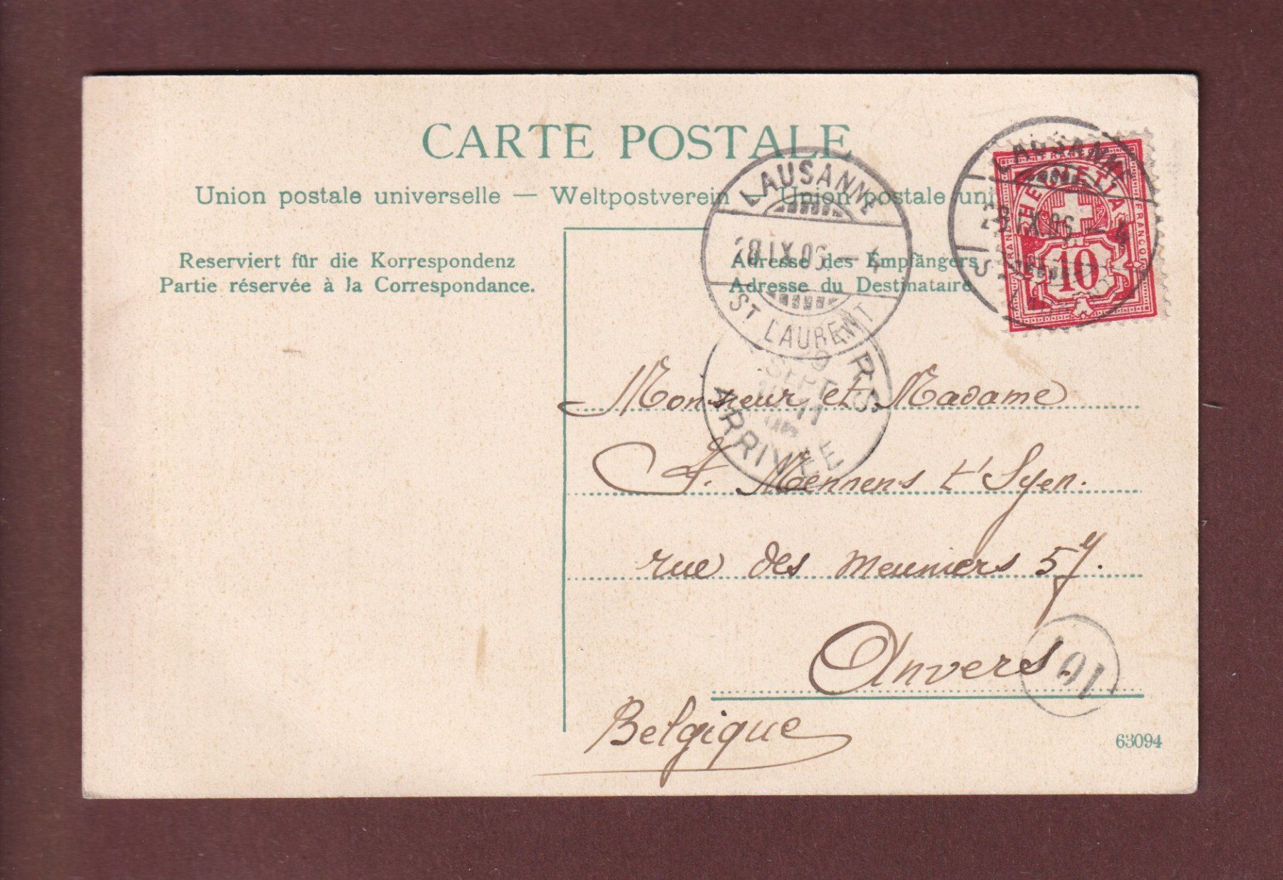 Cartoline postali: LAUSANNE - Château et cathédrale - 1906 – Usato da Pully venduto da nicecards 1