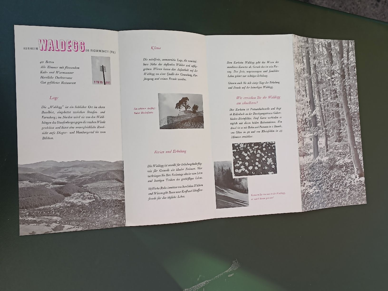 Documenti: Prospekt / Kurheim Waldegg ob Rickenbach ca. 1930 – Usato da Brugg AG venduto da Ente015 1