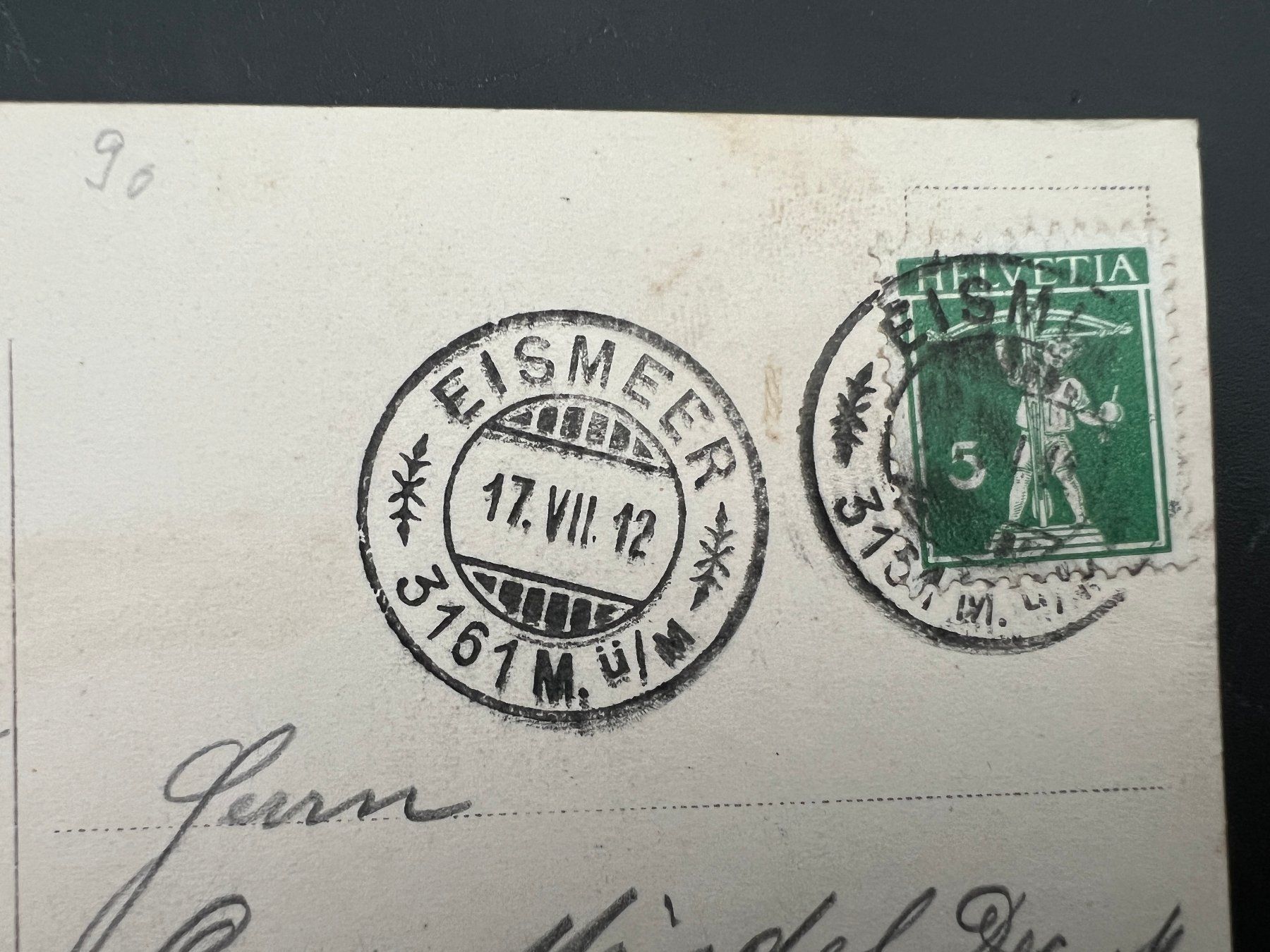 Ansichtskarten: AK  1912 Eiger Stempel Eismeer  (G1292) – Gebraucht aus Hinwil von Sidi4 1