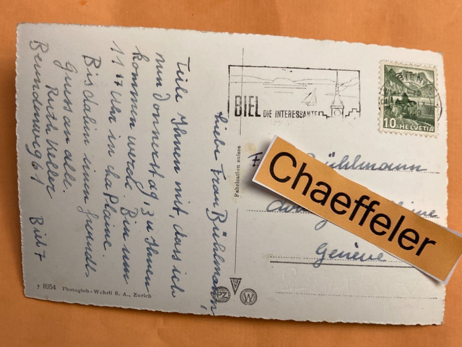 Cartoline postali: 1949 Biel von Magglingen aus – Usato da Zürich venduto da Chaeffeler 1