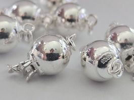 925 Silber Kugel Schließe 15mm Endteil Schmuck Kette