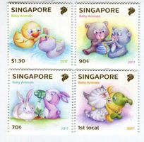 Briefmarken "Tierjungen". Singapur.