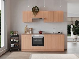 144 Küchenzeile Singleküche 210cm Buche - Küche Einbauküche