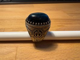 Silberring mit blauem Stein Fassung gebraucht