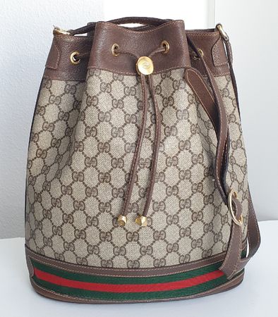 Gucci Beuteltasche Gross GM Vintage GG Braun-Rot Canvas