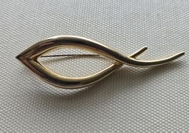 Superbe Broche Poisson Vintage Dorée – Style Ichthus / Monet