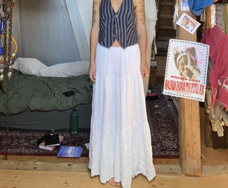 Weisser maxi Rock Jupe Skirt