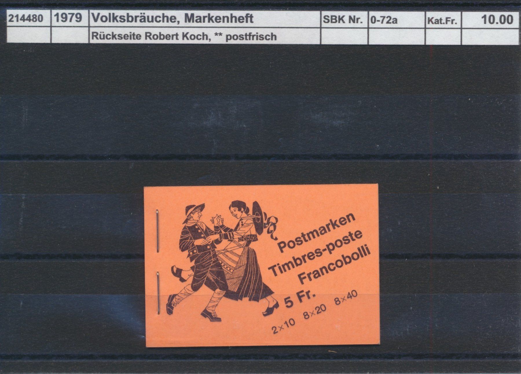 Tutti i francobolli: 1979 Volksbräuche,"rotorange", Markenheftchen, ** postfrisch – Nuovo (secondo la descrizione) da Winterthur venduto da Zupogeru