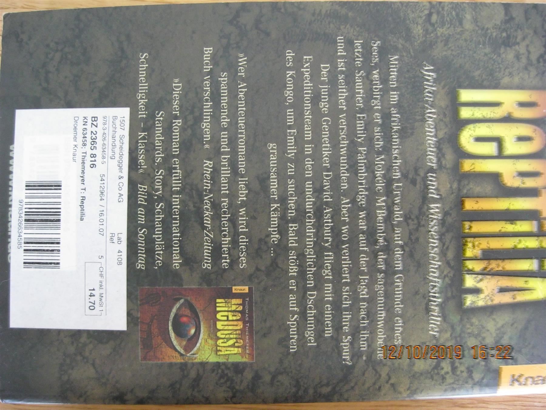 Hörbücher: Thomas Thiemeyer: Reptilia – Gebraucht aus Affoltern am Albis von Sabinezc 1