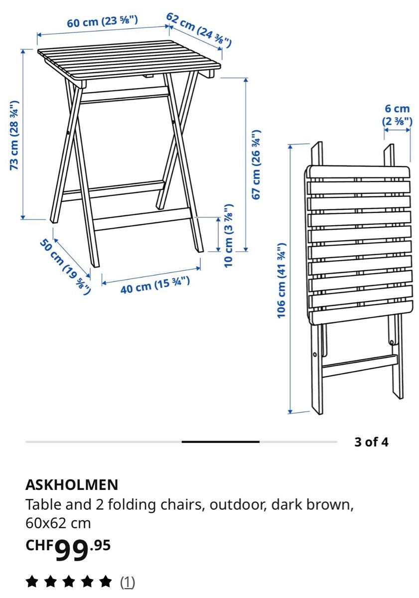 Ikea Set de table et chaises: Gartentisch set (klappbar)  – Neuf (Voir description) à Zürich par esz_r67s 2