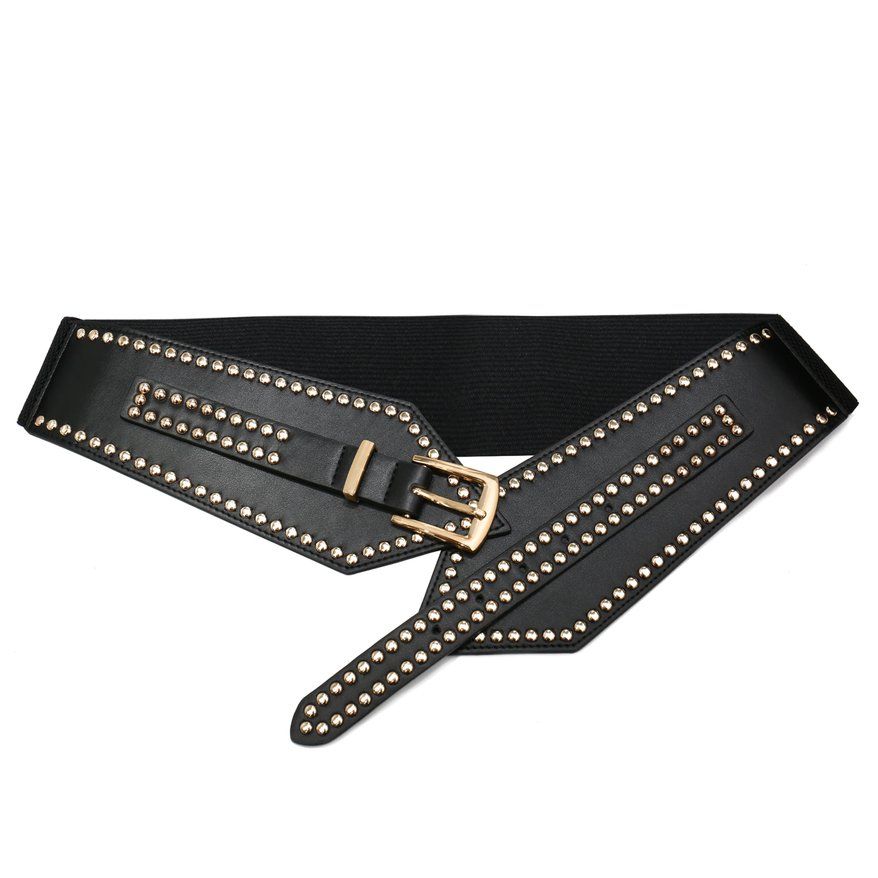 Gürtel: Breiter elastischer Schwarz Retro Gürtel verstellbar – Neu und originalverpackt aus Lausanne von FASHION-WORLD-SHOP
