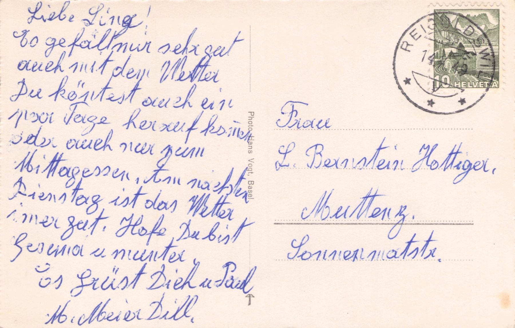 Cartoline postali: Reigoldswil BL // 1949 Pension Eichenhof – Usato da Basel venduto da intermezzo12 1