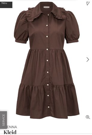 Kleid Sienna Impressionen Braun Popline Perlen Volants 38