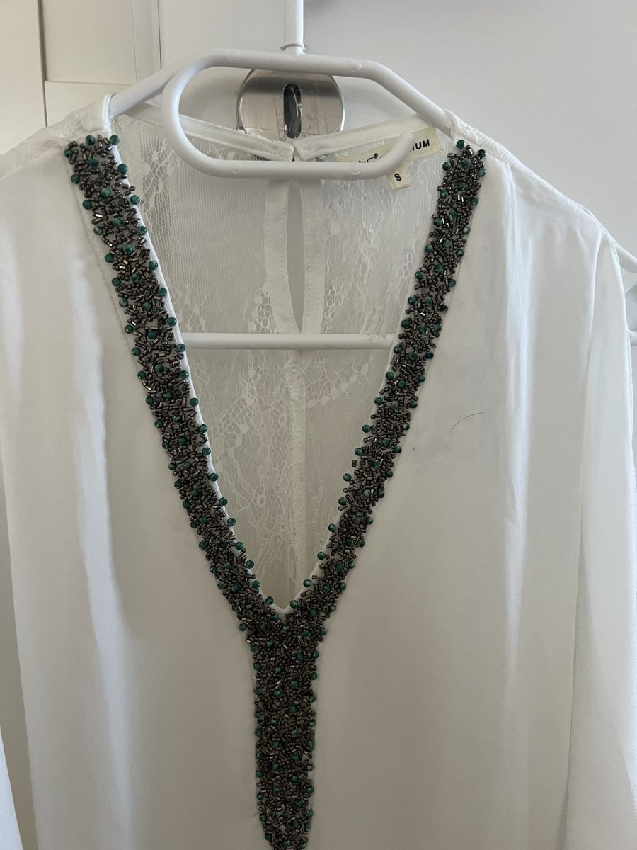 Camicette: Tunique blanche ornée de perles et dentelle Taille S – Nuovo (secondo la descrizione) da Ropraz venduto da Angy.ruiz 1