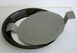 Backblech rund mit 2 Hebeböden & 1 Griffen zum  Herausheben