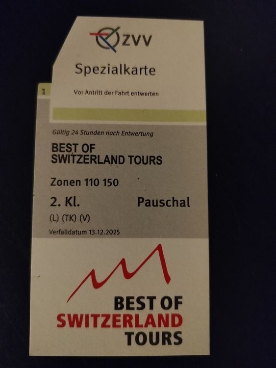 ZVV Tageskarte 24h Zonen 110 150 (Neu (gemäss Beschreibung)) in ...