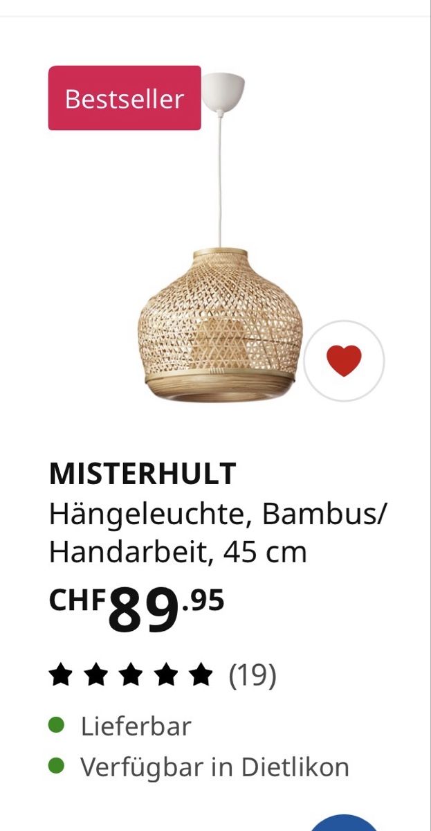 Ikea Lampes: Hängeleichte Bambus – D'occasion à Dällikon par DianaC07