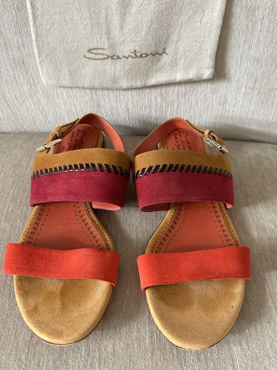 CHATTAWAK Damen-Sandalen 'lucindarouge' – Flache Ledersandalen In Rot, Größe 40 Schmal