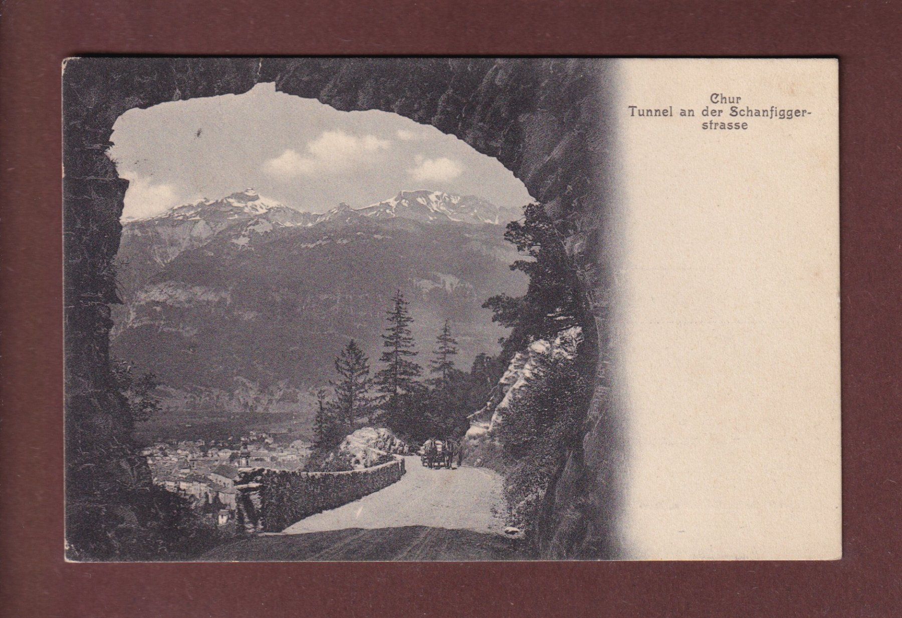 Cartoline postali: CHUR - Tunnel an der Schanfiggerstrasse - 1908 – Usato da Pully venduto da nicecards-shop