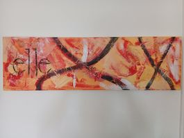 Abstraktes Bild mit dem Schriftzug "ellex", 100cm auf 40 cm
