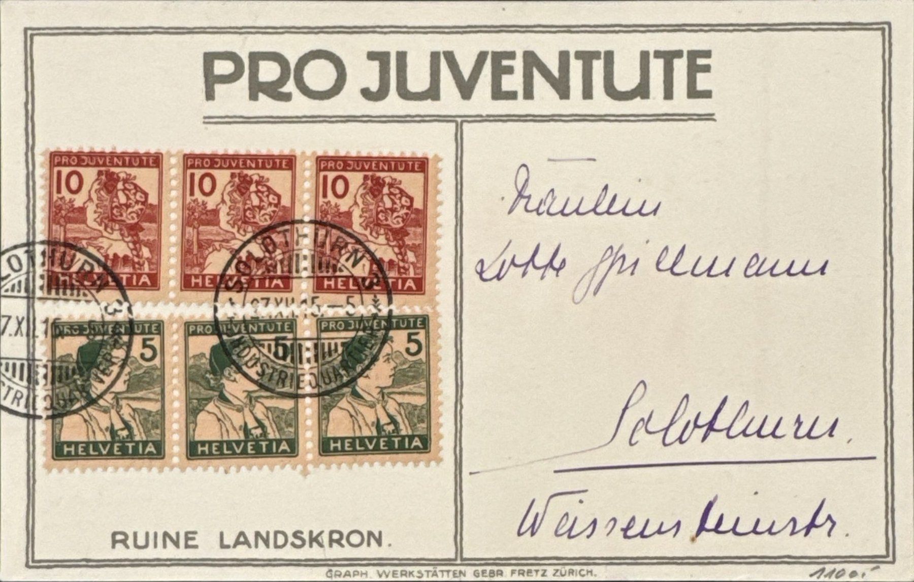 Tutti i francobolli: Pro Juventute 1915 Karte – Usato da St. Niklausen LU venduto da Gypsi61