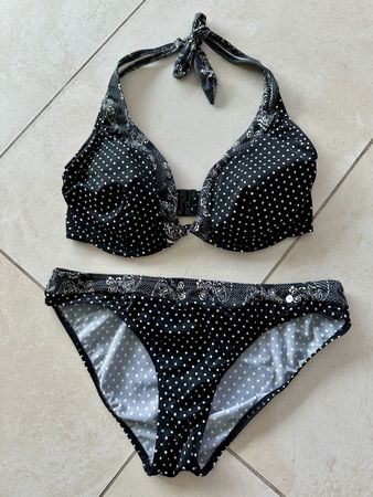 S.Oliver Bikini Set, Schwarz/Weiss, Gr. 36F, Sommerfrische!