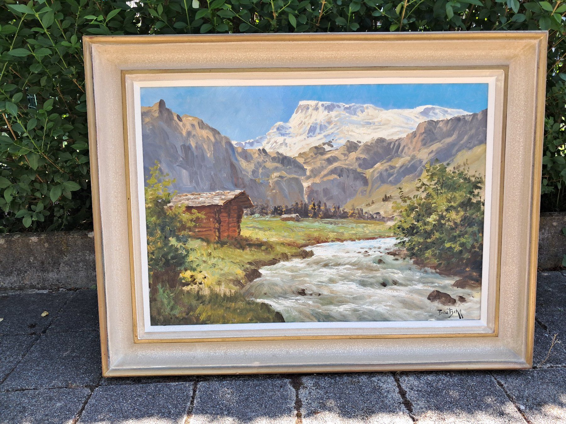 Dipinti: Bild Gemälde Schweizer Berglandschaft Peter Brutsche Vintage – Usato da Lengnau BE venduto da E500T 1