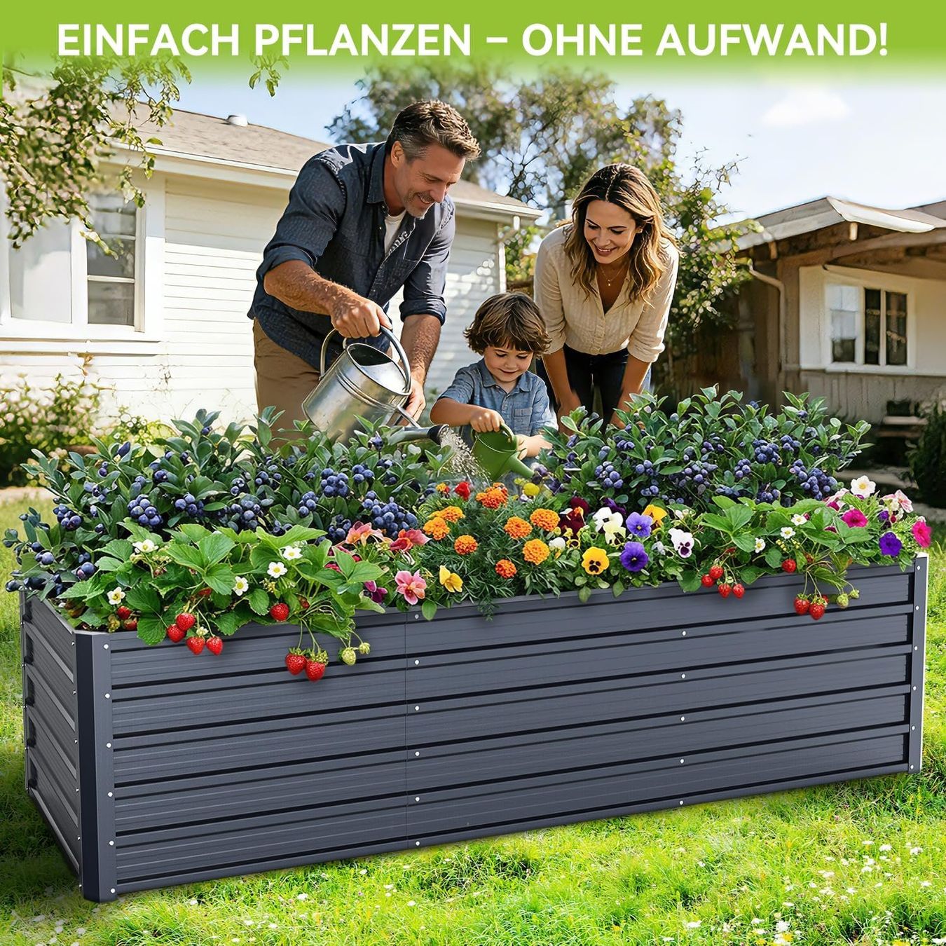 Vasi per fiori: Hochbeet Metall 240x90x60 cm Garten Anthrazit – Nuovo e nell'imballaggio originale da Schaffhausen venduto da lou_w76n 1