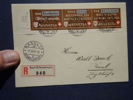1942 Z-Nr. 254-256 wunderschöner FDC mit glasklaren ET-Voll