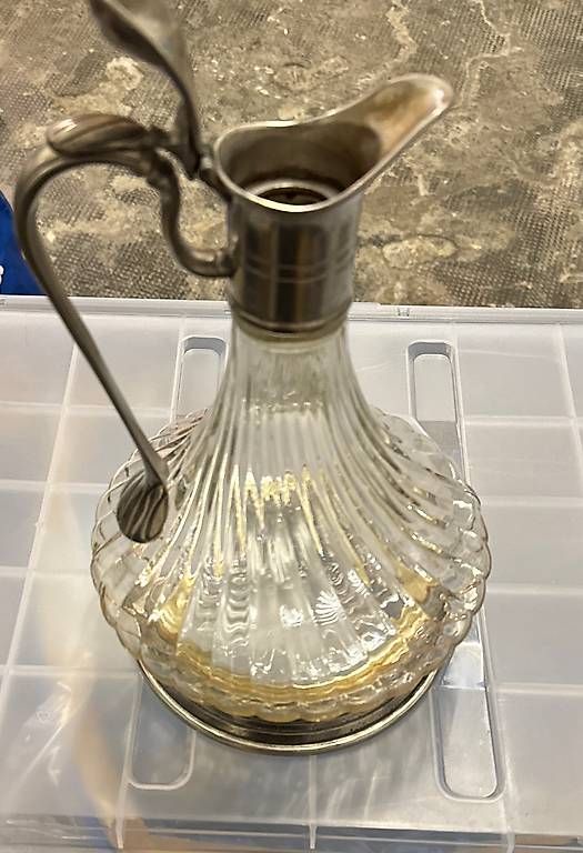 Caraffe: Glas Karaffe alt Zinn H 30 cm – Usato da Basel venduto da Joshy03