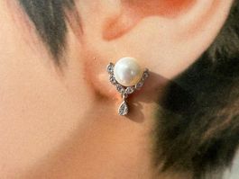 ✨ 925 Silber Perlen-Ohrstecker mit Zirkonia 7.9 mm ✨