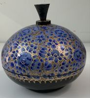 Boite en papier mâché Kaskmiri Bleu et Or