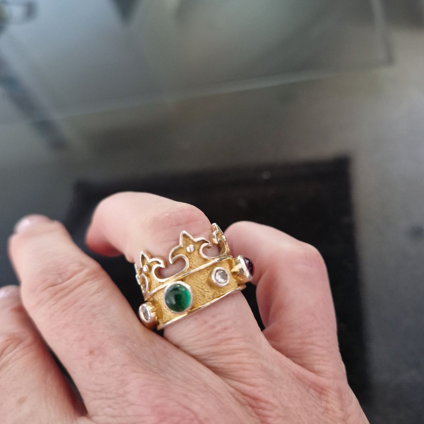 Anelli: Kronen-Ring, 925 vergoldet, vintage – Usato da Gränichen venduto da sunchi07 1